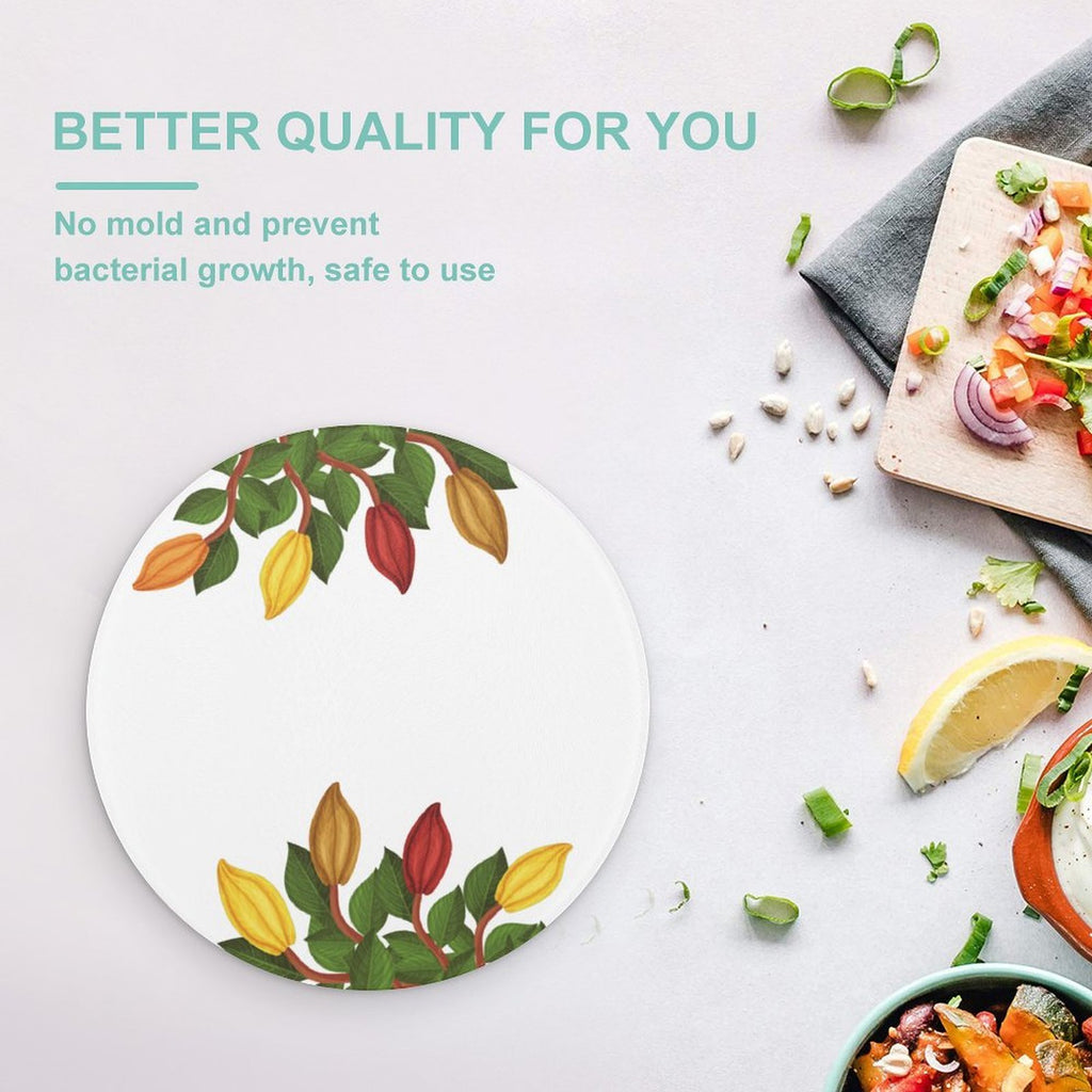 Nsoko Round Chopping Block – Tempered Glass, 20 cm | UV Print, Scratch-Resistant, Hygienic & Portable