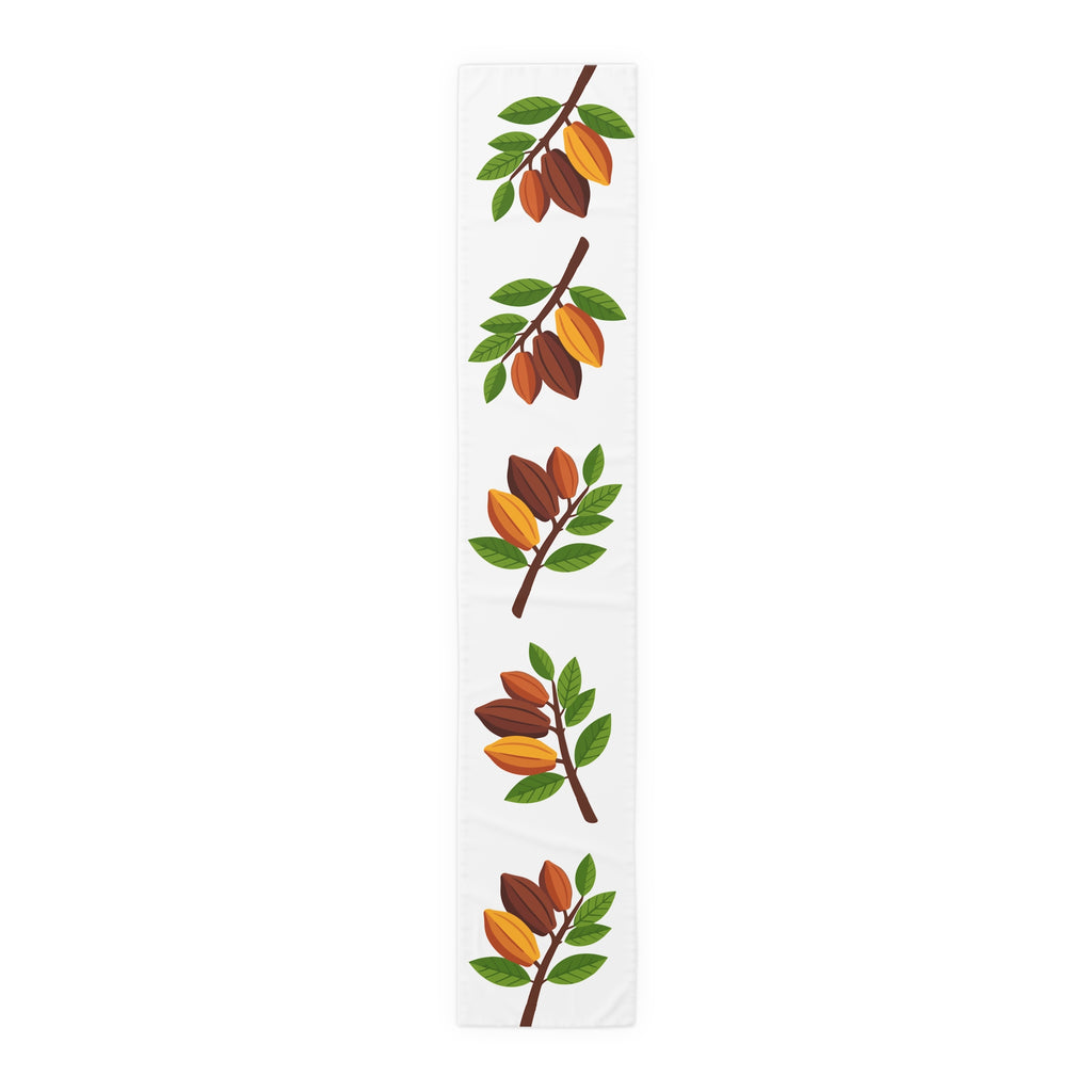 Nsoko Pods Table Runner – Polyester, Botanical Seed Pod Vine | 16"x72" or 16"x90" | Hemmed Edges, Machine Washable