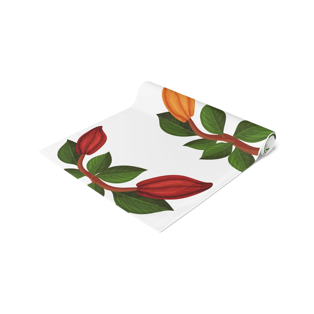 Nsoko Table Runner – Botanical Seed Pod Vine | 16"x72" or 16"x90" | Cotton Twill or Polyester | Hemmed Edges