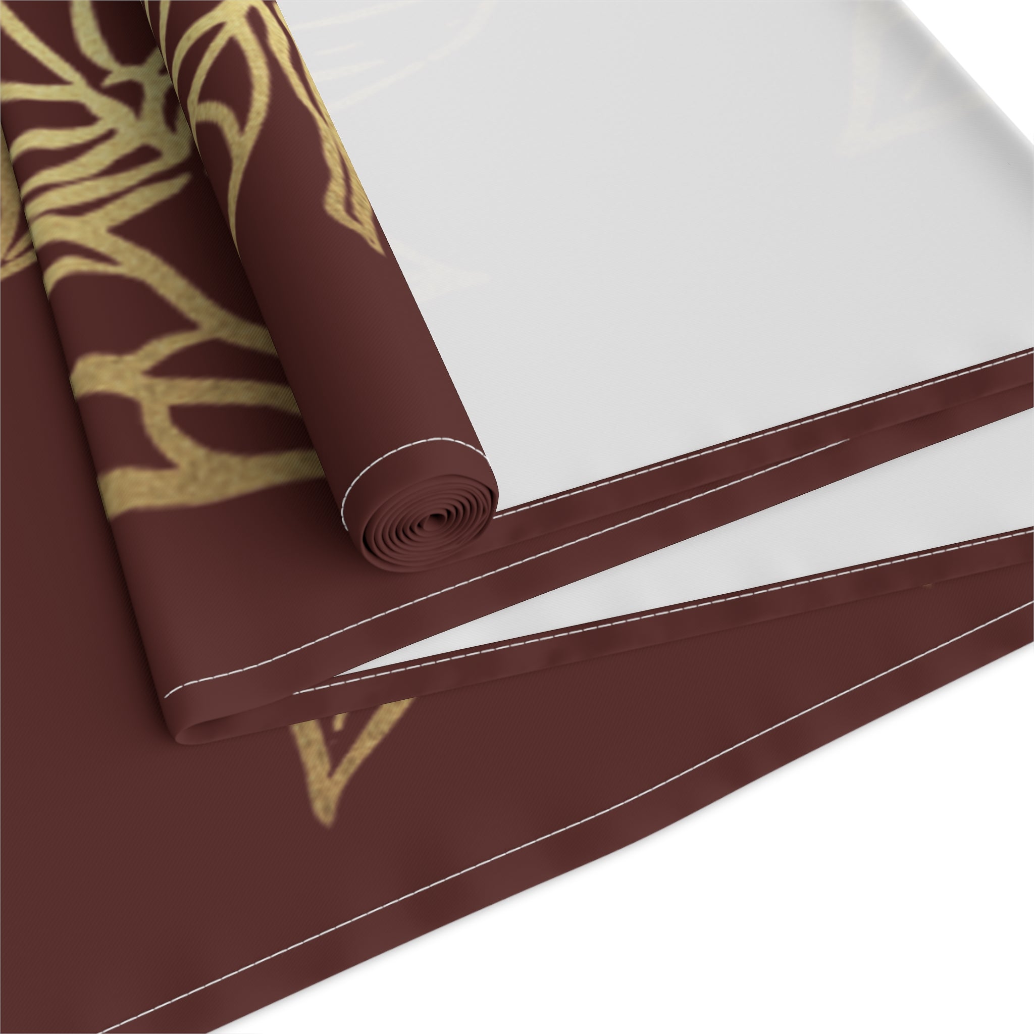 Cocoa Cafe Signature Collection Cocoa Pods Table Runner – Chocolate Brown & Gold Abstract | 16"x72" or 16"x90" | Polyester or Cotton Twill