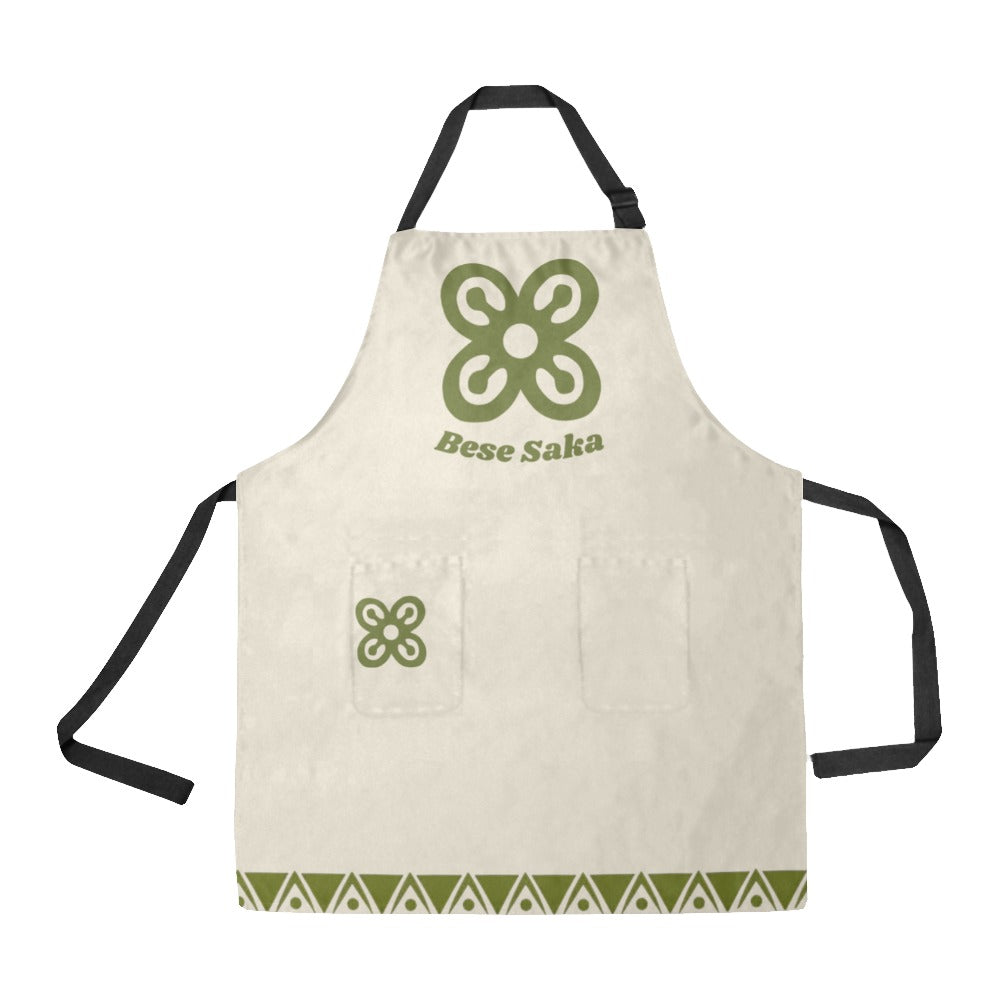 Bese Saka Apron – All-Over Print | Adjustable Unisex, 2 Pockets, 28.33"x32.48", Machine Washable (Abundance Symbol)