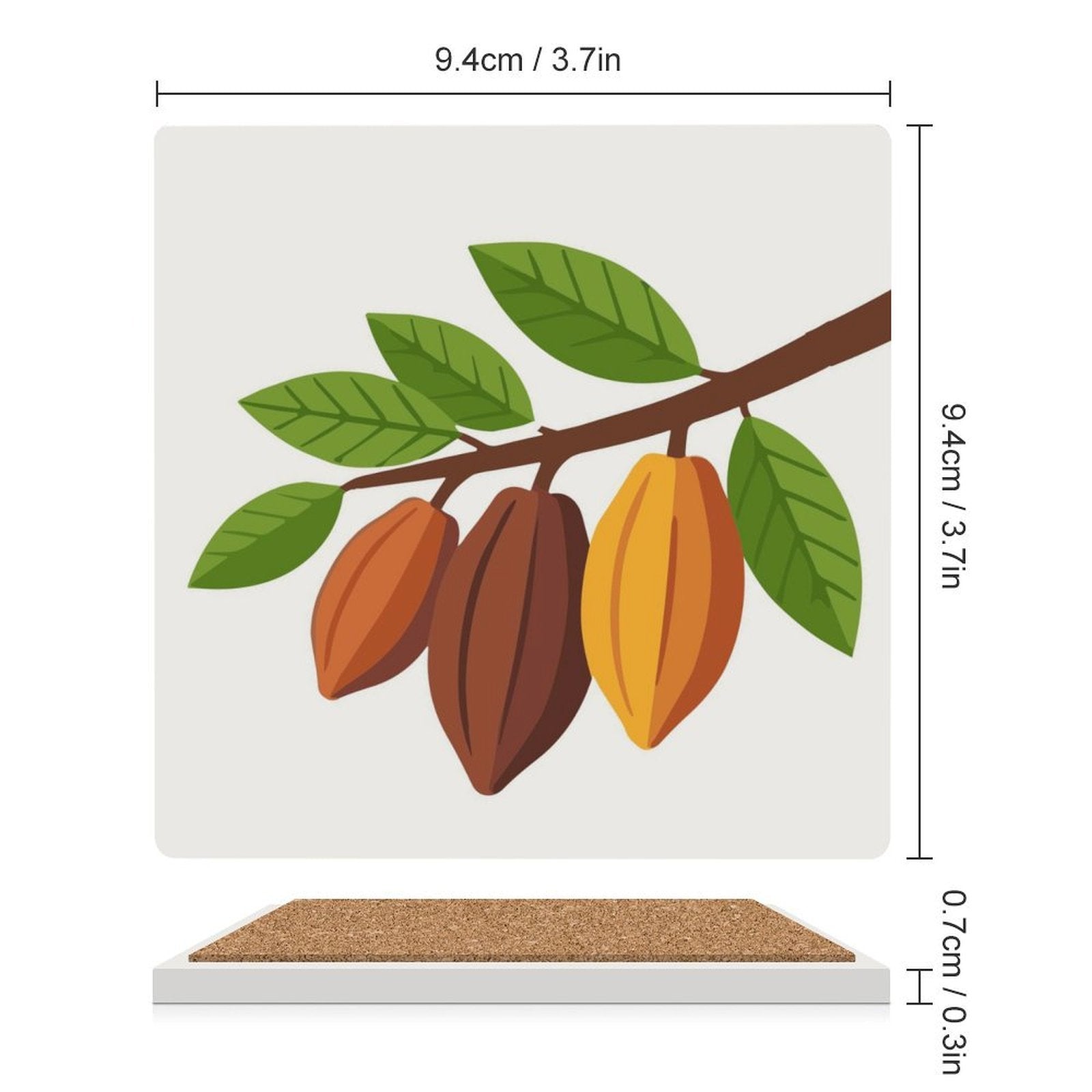 Nsoko Pods Ceramic Coasters – Set of 4 or 6 | Cork Backing, Non-Slip, UV Print, 9.4 cm Square (Progress & Growth Symbol)