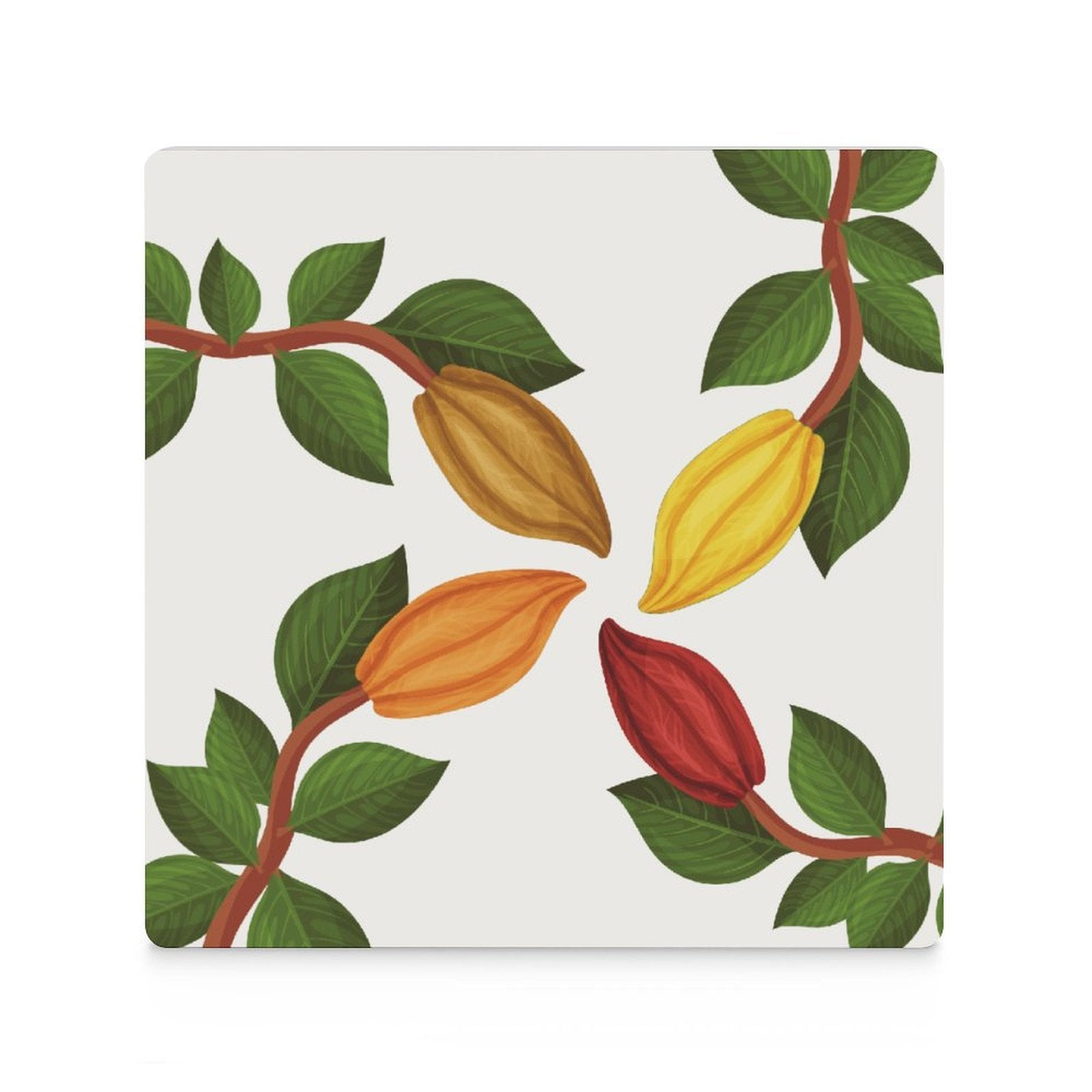 Nsoko Pods Ceramic Coasters – Set of 4 or 6 | Cork Backing, Non-Slip, UV Print, 9.4 cm Square (Progress & Growth Symbol) Ceramic Coasters (Square)