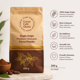 Single Origin Ghana Cocoa Powder – 200g Pure, rich, and crafted from the world's best cocoa beans.