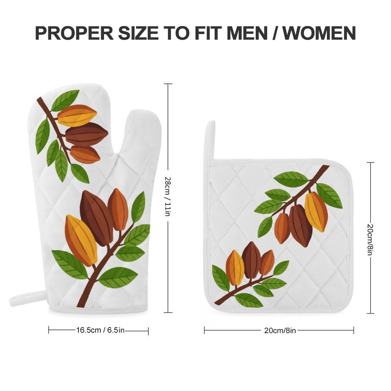 Nsoko Pods Oven Mitts & Pot Holder Set – Heat Insulation, Hanging Loop