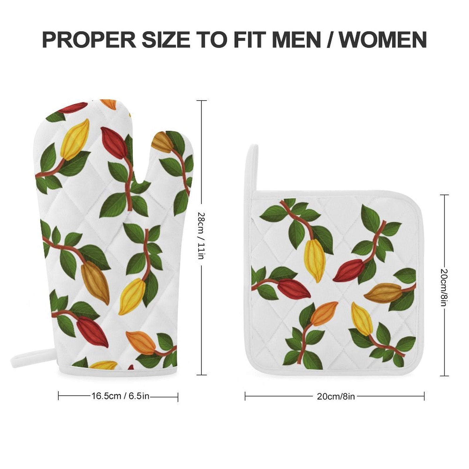 Nsoko Oven Mitts Set – 1 Oven Mitt + 1 Heat‑Resistant Pot Holder | 100% Polyester, Built‑in Loop, Regular Size