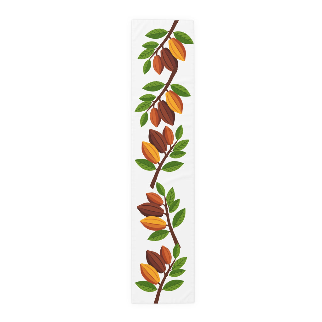 Nsoko Pods Table Runner – Polyester, Botanical Seed Pod Vine | 16"x72" or 16"x90" | Hemmed Edges, Machine Washable