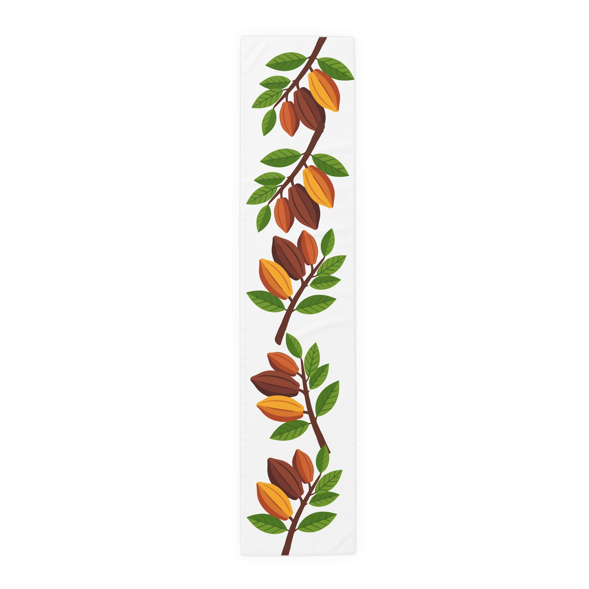Nsoko Pods Table Runner – Polyester, Botanical Seed Pod Vine | 16"x72" or 16"x90" | Hemmed Edges, Machine Washable