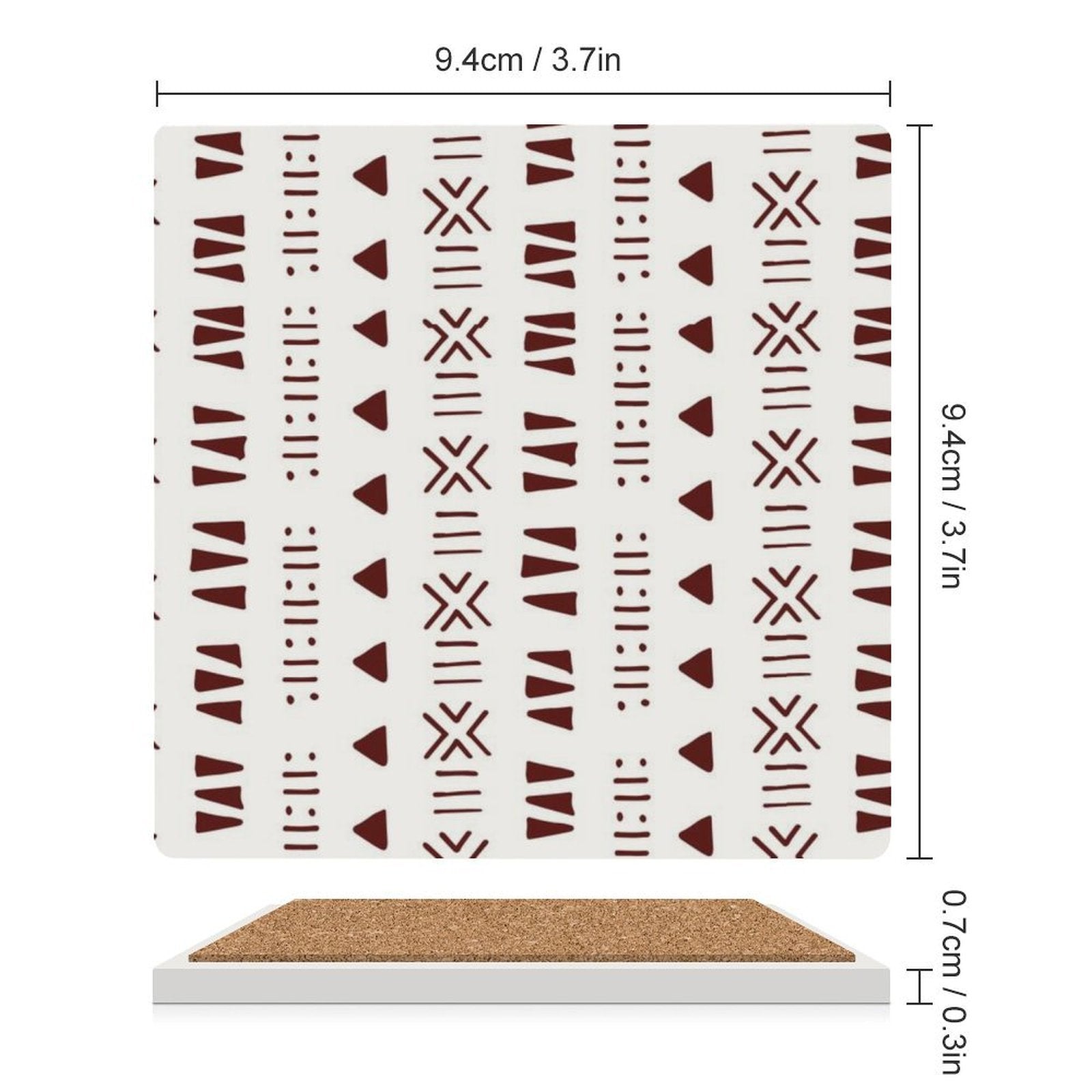 Mud Cloth Print Coasters| Square| | Set of 4 | African Ceramic Coasters