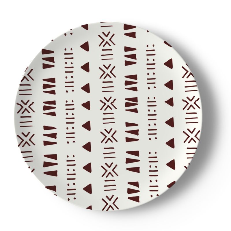Mud Cloth Print Dinner Set – Service for 4 + Bone China Tray | Bold West African Pattern, Dishwasher Safe, Supports Ghana Cocoa Academy