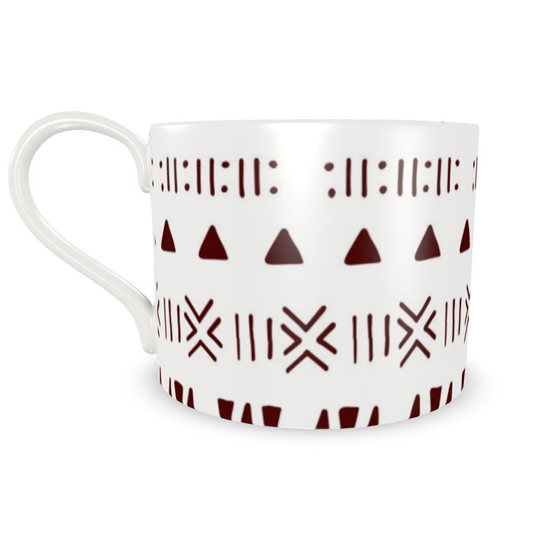 Mud Cloth Print Dinner Set – Service for 4 + Bone China Tray | Bold West African Pattern, Dishwasher Safe, Supports Ghana Cocoa Academy