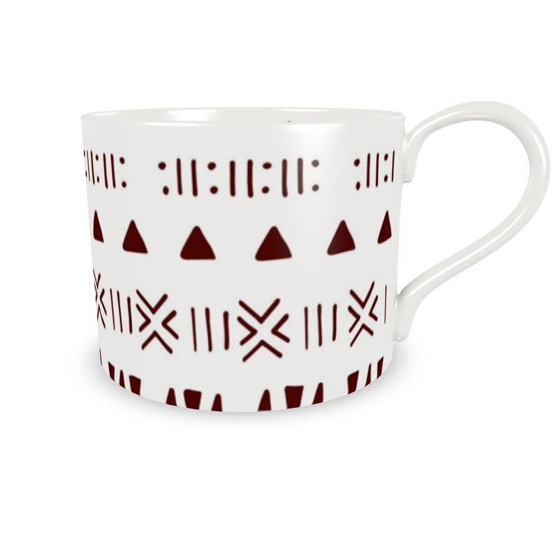 Mud Cloth Print Dinner Set – Service for 4 + Bone China Tray | Bold West African Pattern, Dishwasher Safe, Supports Ghana Cocoa Academy
