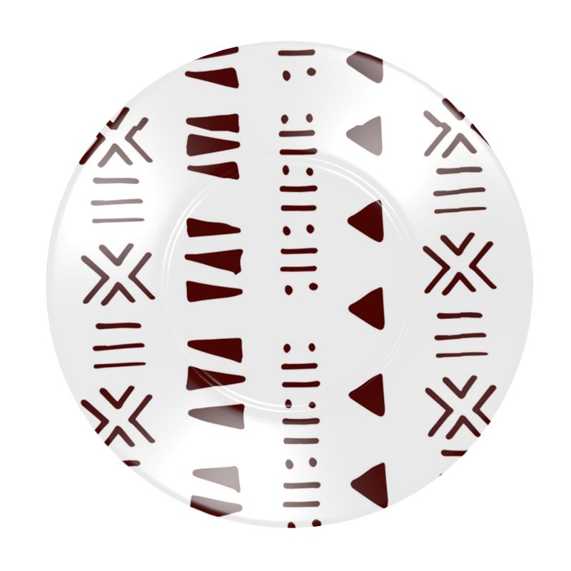 Mud Cloth Print Dinner Set – Service for 4 + Bone China Tray | Bold West African Pattern, Dishwasher Safe, Supports Ghana Cocoa Academy