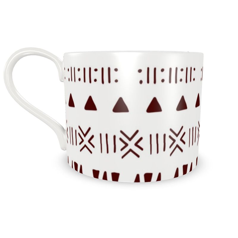 Mud Cloth Print Dinner Set – Service for 4 + Bone China Tray | Bold West African Pattern, Dishwasher Safe, Supports Ghana Cocoa Academy