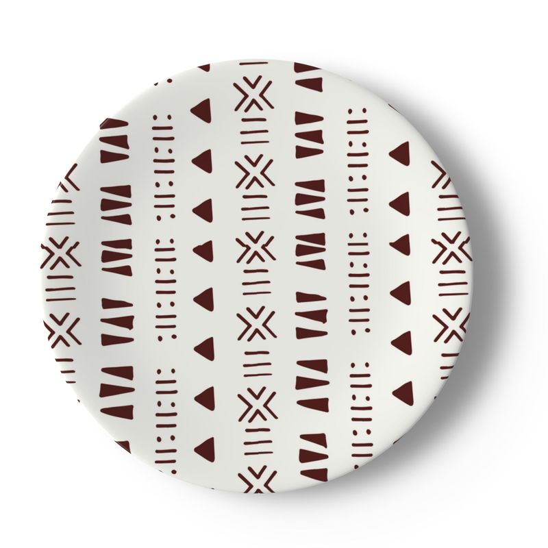 Mud Cloth Print Dinner Set – Service for 4 + Bone China Tray | Bold West African Pattern, Dishwasher Safe, Supports Ghana Cocoa Academy