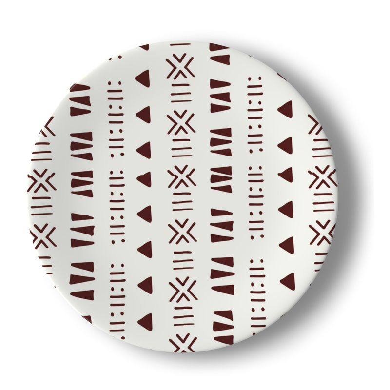 Mud Cloth Print Dinner Set – Service for 4 + Bone China Tray | Bold West African Pattern, Dishwasher Safe, Supports Ghana Cocoa Academy