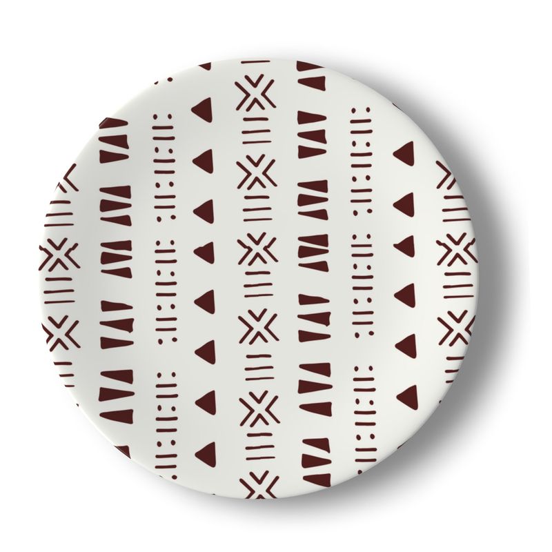 Mud Cloth Print Dinner Set – Service for 4 + Bone China Tray | Bold West African Pattern, Dishwasher Safe, Supports Ghana Cocoa Academy