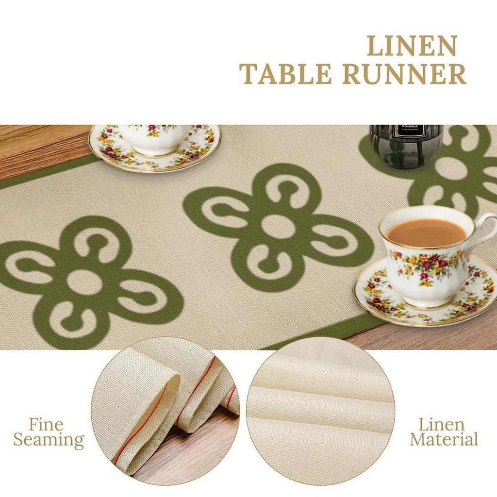Bese Saka Linen Table Runner – 184x34 cm | Adinkra Symbol of Abundance & Unity | Soft, Durable, Machine Washable