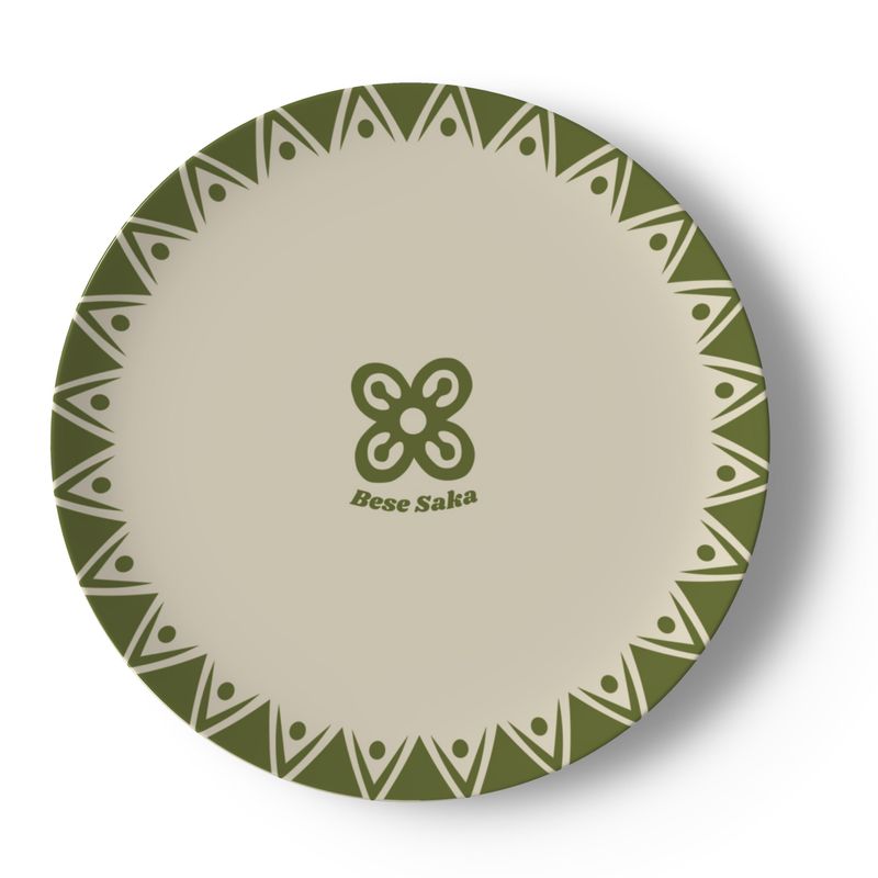 Bese Saka 16‑Piece Dinner Set – Serves 4 + Serving Tray | Adinkra Abundance Symbol, Dishwasher Safe, Supports Ghana Cocoa Academy