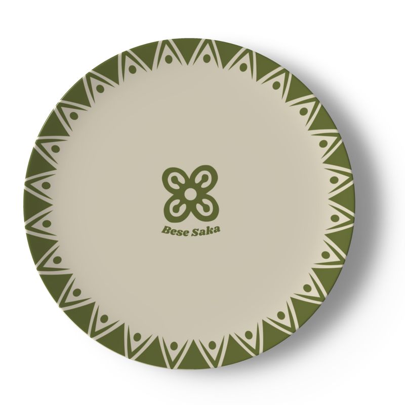 Bese Saka 16‑Piece Dinner Set – Serves 4 + Serving Tray | Adinkra Abundance Symbol, Dishwasher Safe, Supports Ghana Cocoa Academy