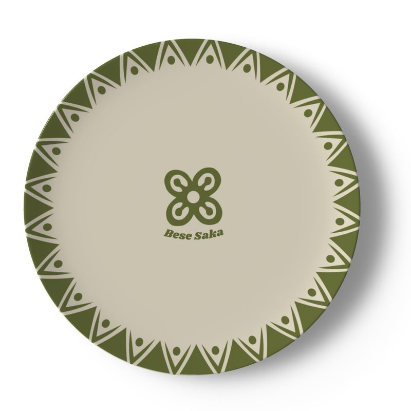 Bese Saka 16‑Piece Dinner Set – Serves 4 + Serving Tray | Adinkra Abundance Symbol, Dishwasher Safe, Supports Ghana Cocoa Academy