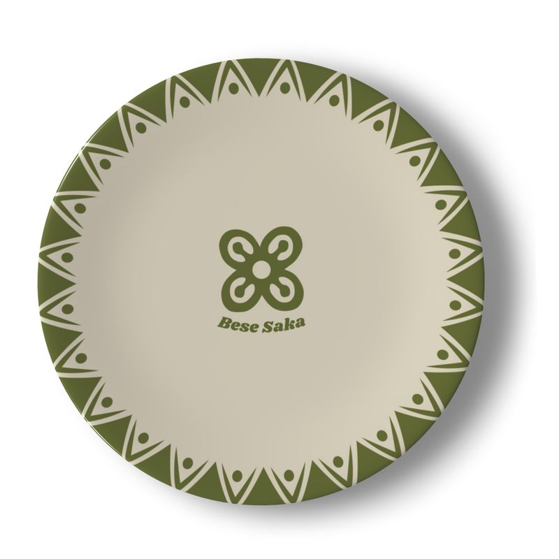Bese Saka 16‑Piece Dinner Set – Serves 4 + Serving Tray | Adinkra Abundance Symbol, Dishwasher Safe, Supports Ghana Cocoa Academy