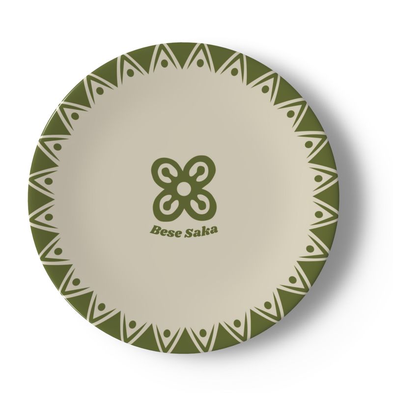 Bese Saka 16‑Piece Dinner Set – Serves 4 + Serving Tray | Adinkra Abundance Symbol, Dishwasher Safe, Supports Ghana Cocoa Academy