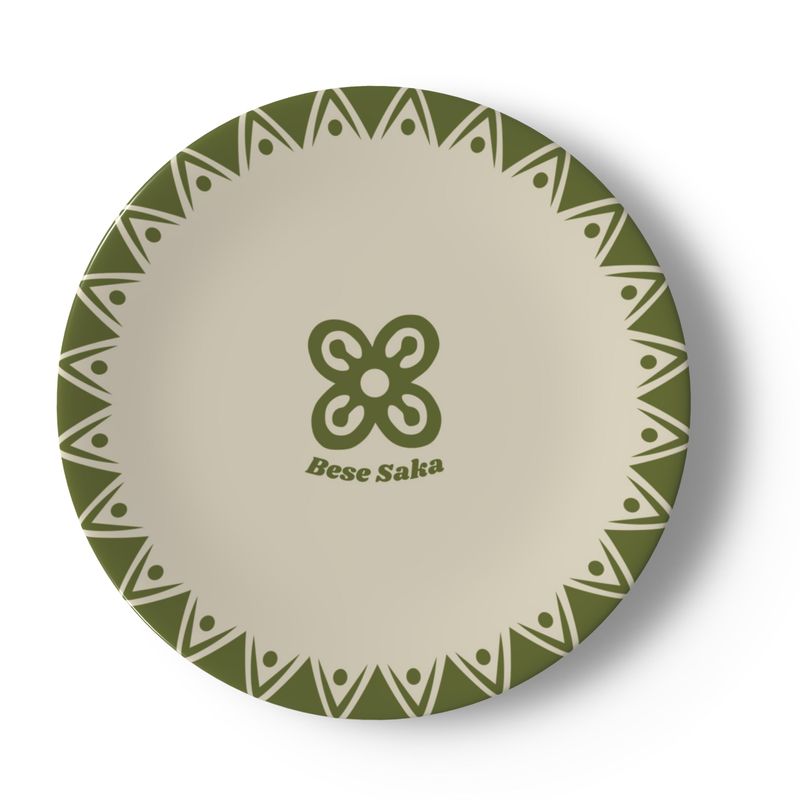 Bese Saka 16‑Piece Dinner Set – Serves 4 + Serving Tray | Adinkra Abundance Symbol, Dishwasher Safe, Supports Ghana Cocoa Academy