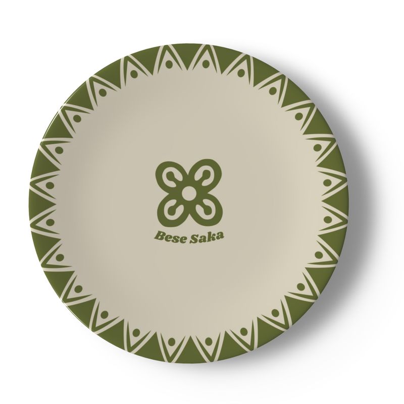 Bese Saka 16‑Piece Dinner Set – Serves 4 + Serving Tray | Adinkra Abundance Symbol, Dishwasher Safe, Supports Ghana Cocoa Academy