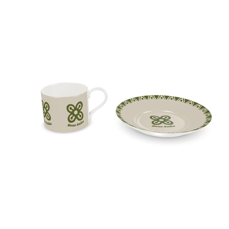 Bese Saka 16‑Piece Dinner Set – Serves 4 + Serving Tray | Adinkra Abundance Symbol, Dishwasher Safe, Supports Ghana Cocoa Academy
