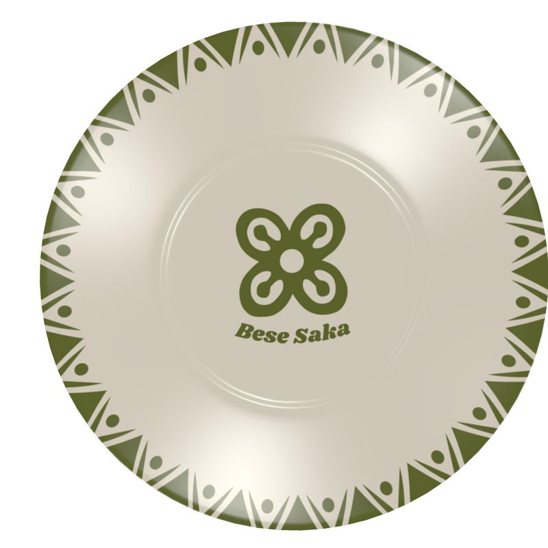 Bese Saka 16‑Piece Dinner Set – Serves 4 + Serving Tray | Adinkra Abundance Symbol, Dishwasher Safe, Supports Ghana Cocoa Academy