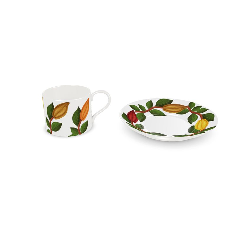 Nsoko Pods Diner Set – 16-Piece Service for 4 + Bone China Tray | Progress & Growth Symbol, Dishwasher Safe, Supports Ghana Cocoa Academy