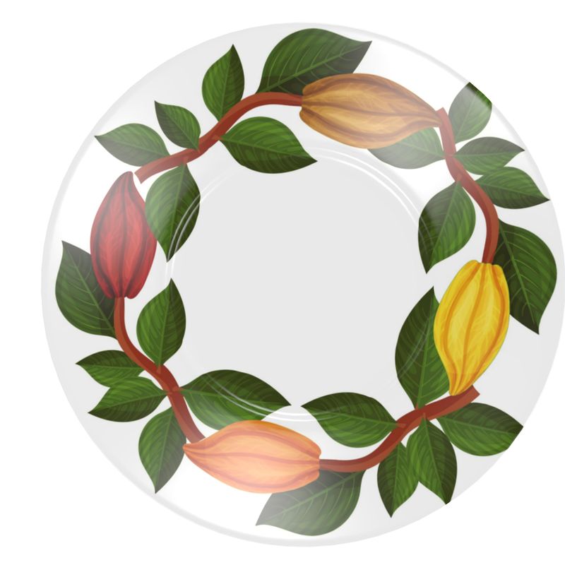 Nsoko Pods Diner Set – 16-Piece Service for 4 + Bone China Tray | Progress & Growth Symbol, Dishwasher Safe, Supports Ghana Cocoa Academy