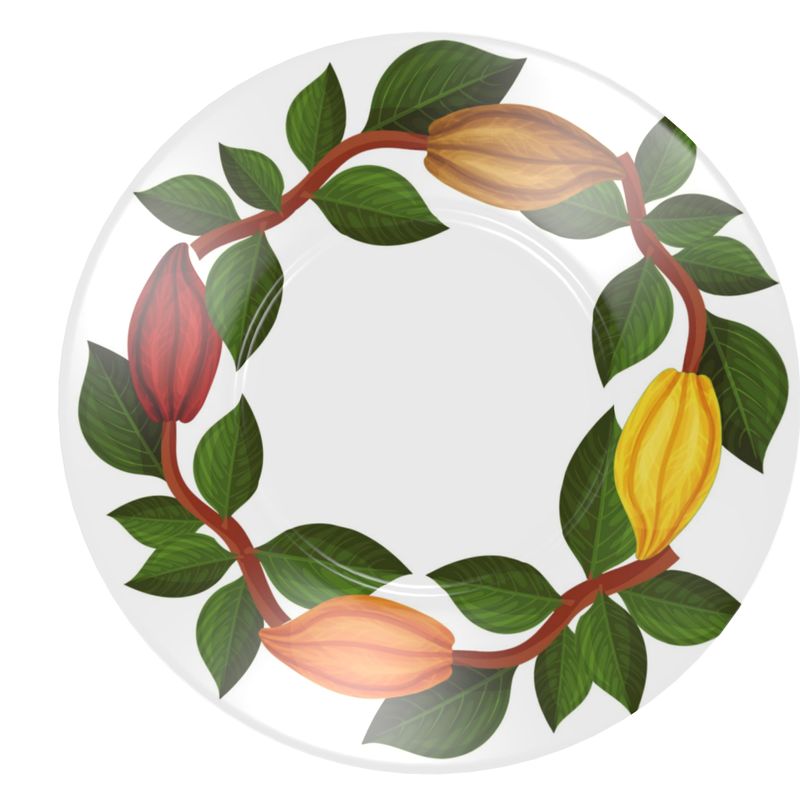 Nsoko Pods Diner Set – 16-Piece Service for 4 + Bone China Tray | Progress & Growth Symbol, Dishwasher Safe, Supports Ghana Cocoa Academy