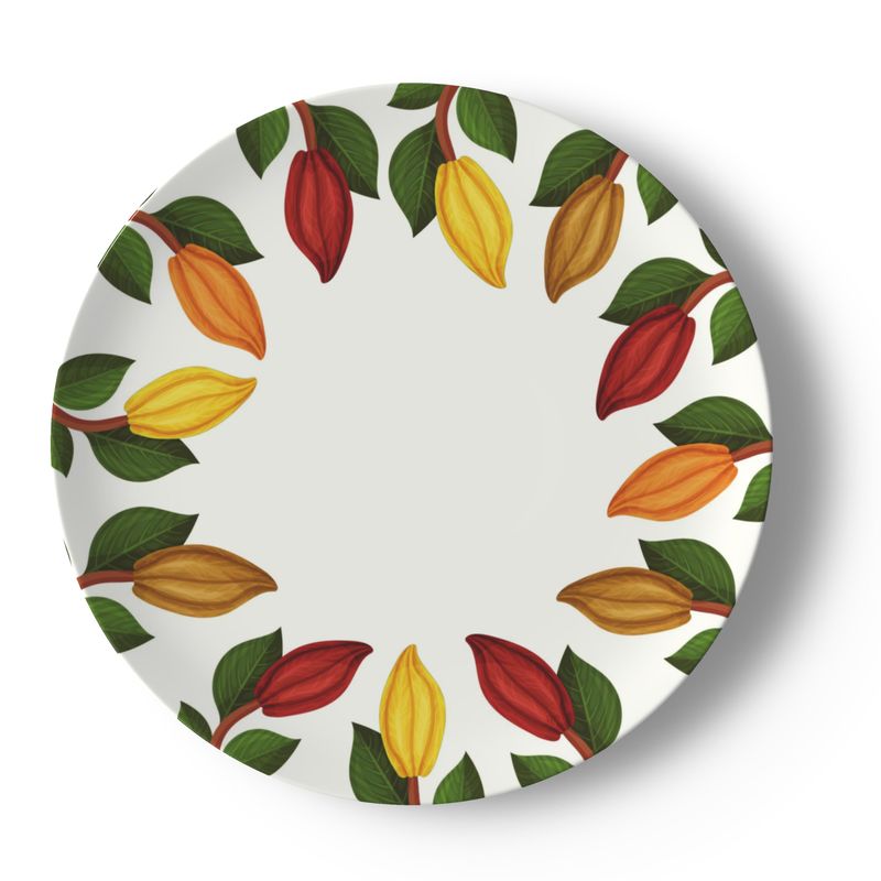Nsoko Pods Diner Set – 16-Piece Service for 4 + Bone China Tray | Progress & Growth Symbol, Dishwasher Safe, Supports Ghana Cocoa Academy