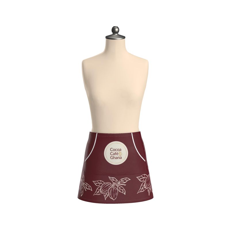 Cocoa Cafe Signature Collection – 600 GSM Leatherette Waist Apron | Adjustable, Water-Resistant, with Gold Cocoa Pods Logo
