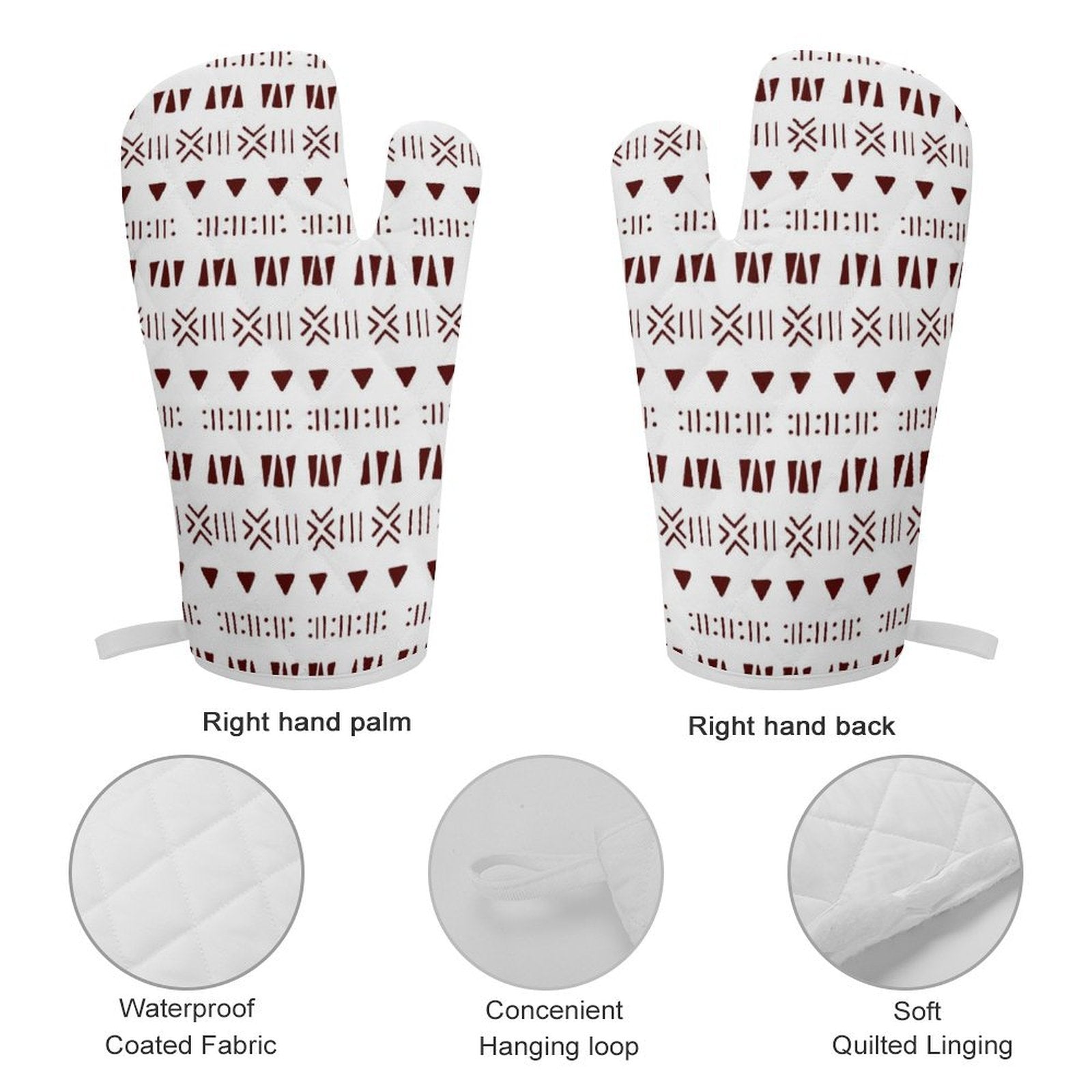 Mud Cloth Print Oven Mitt & Pot Holder Set | Heat-Resistant Kitchen Glove