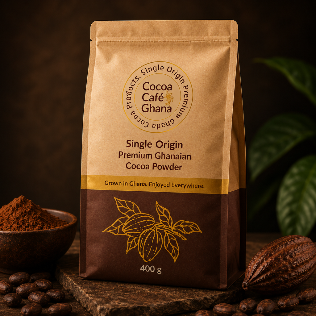Single Origin Ghana Cocoa Powder – 400g Pure, rich, and crafted from the world's best cocoa beans.