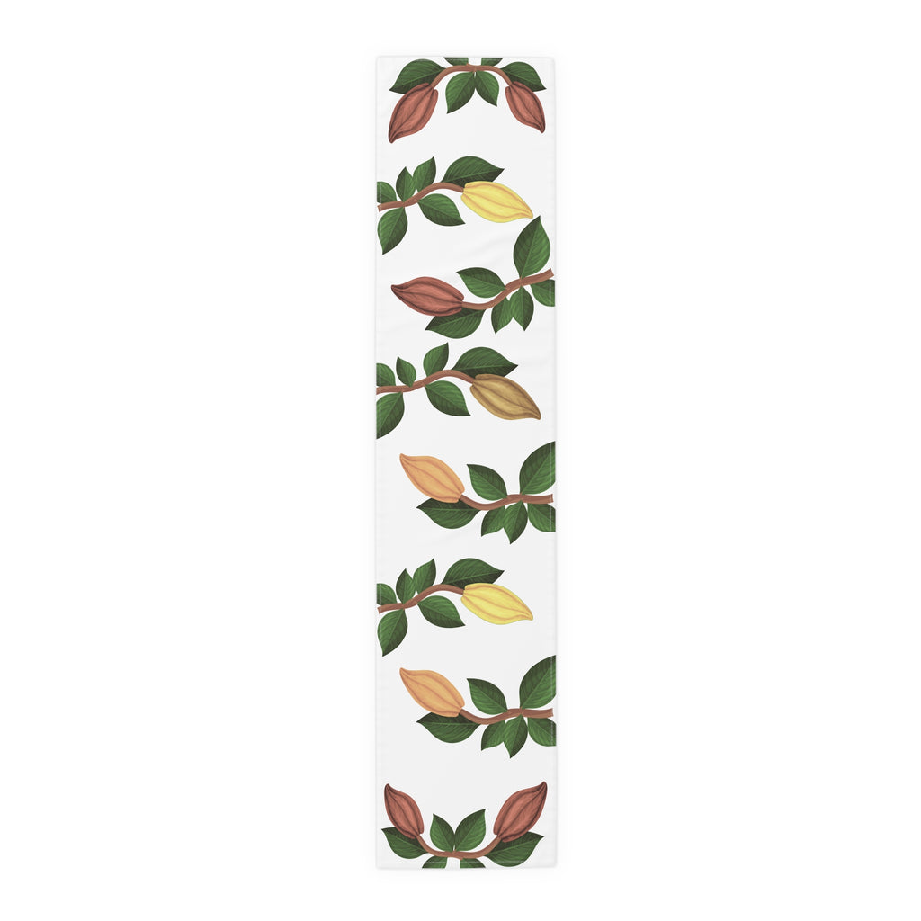 Nsoko Table Runner – Botanical Seed Pod Vine | 16"x72" or 16"x90" | Cotton Twill or Polyester | Hemmed Edges