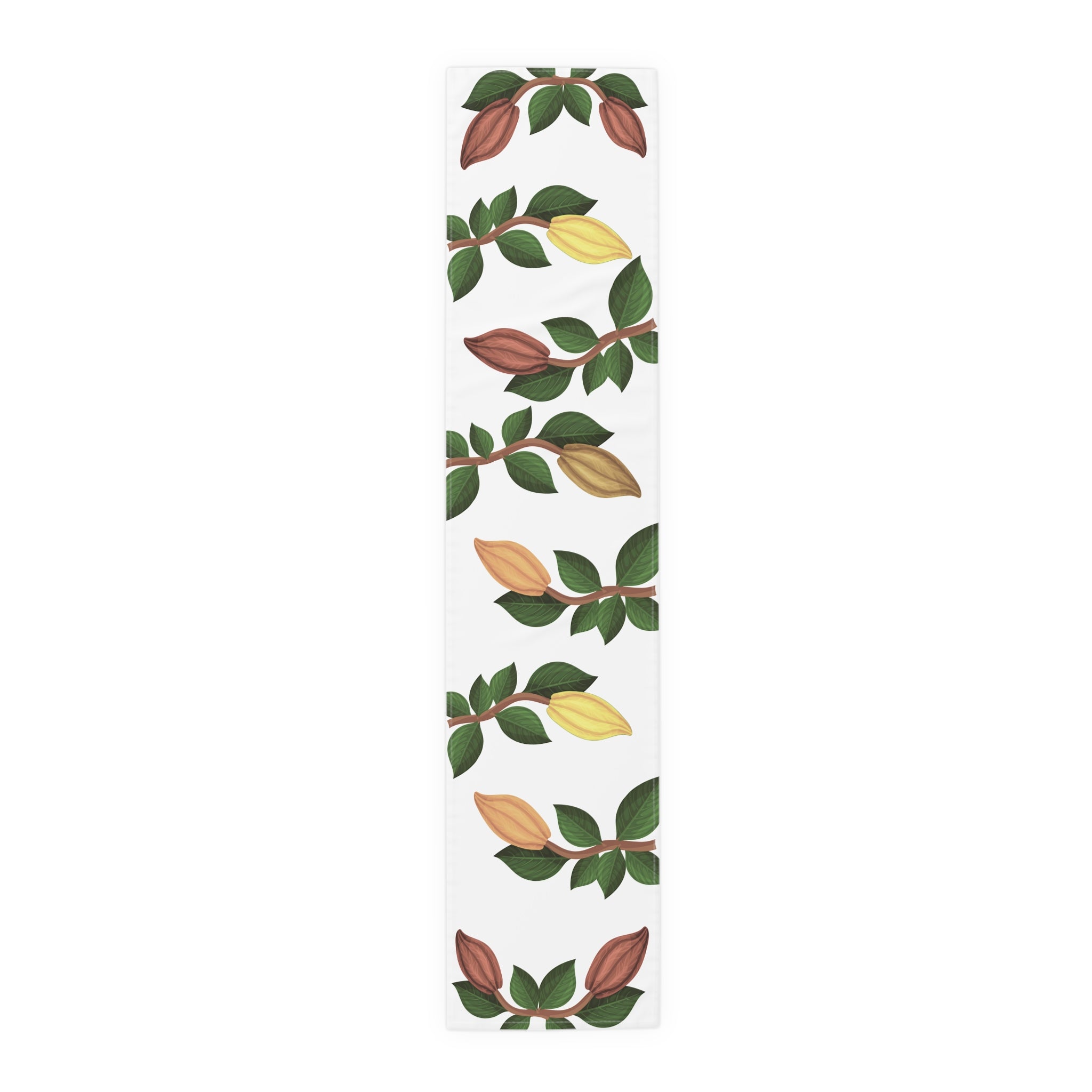 Nsoko Table Runner – Botanical Seed Pod Vine | 16"x72" or 16"x90" | Cotton Twill or Polyester | Hemmed Edges