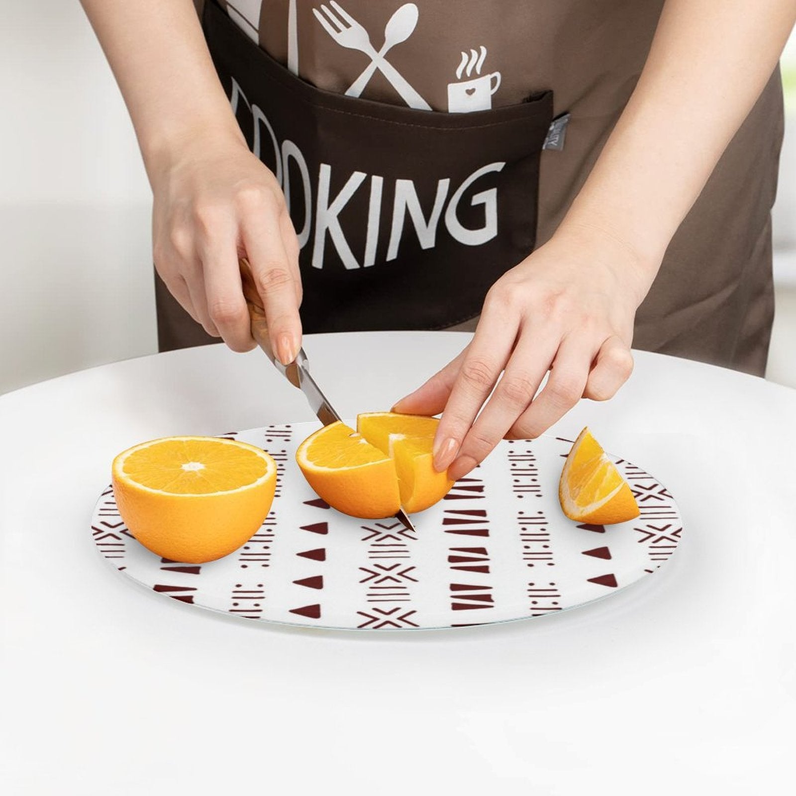 Mud Cloth Print Tempered Glass Cutting Board | African Print Chopping Board
