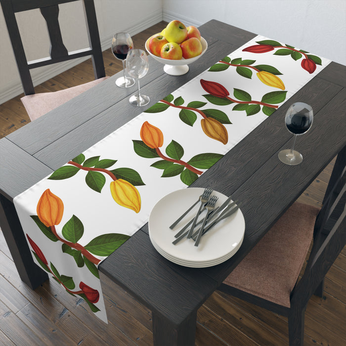 Nsoko Table Runner – Botanical Seed Pod Vine | 16"x72" or 16"x90" | Cotton Twill or Polyester | Hemmed Edges