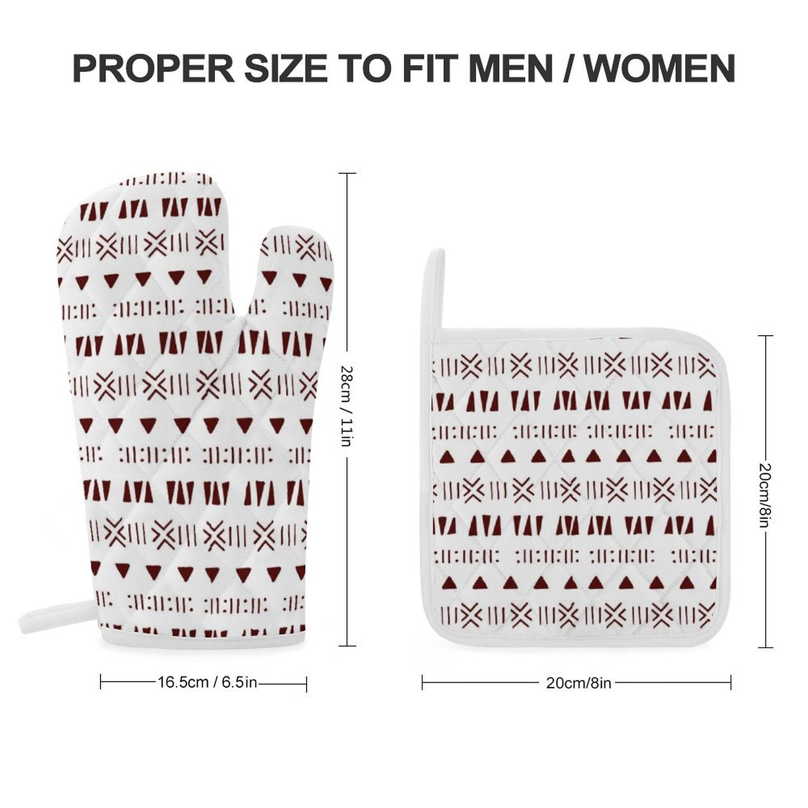 Mud Cloth Print Oven Mitt & Pot Holder Set | Heat-Resistant Kitchen Glove