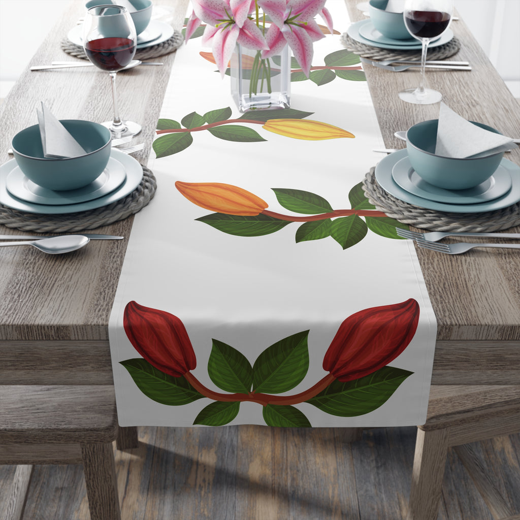 Nsoko Table Runner – Botanical Seed Pod Vine | 16"x72" or 16"x90" | Cotton Twill or Polyester | Hemmed Edges