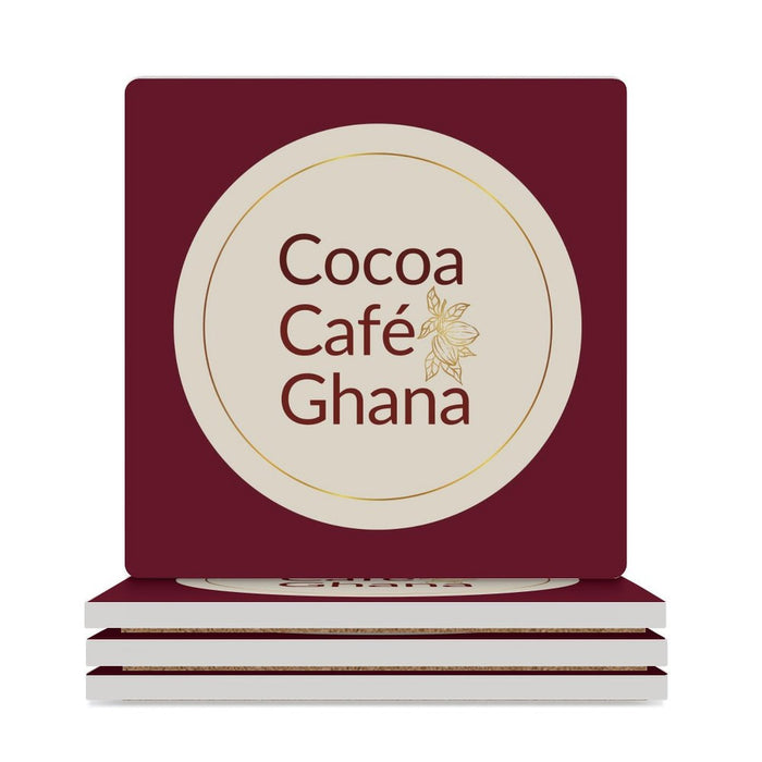 Cocoa Cafe Signature Collection Ceramic Coasters – Set of 4 or 6 | Cork Backing, Non-Slip, UV Print, 9.4 cm Square (Heat & Moisture Resistant)