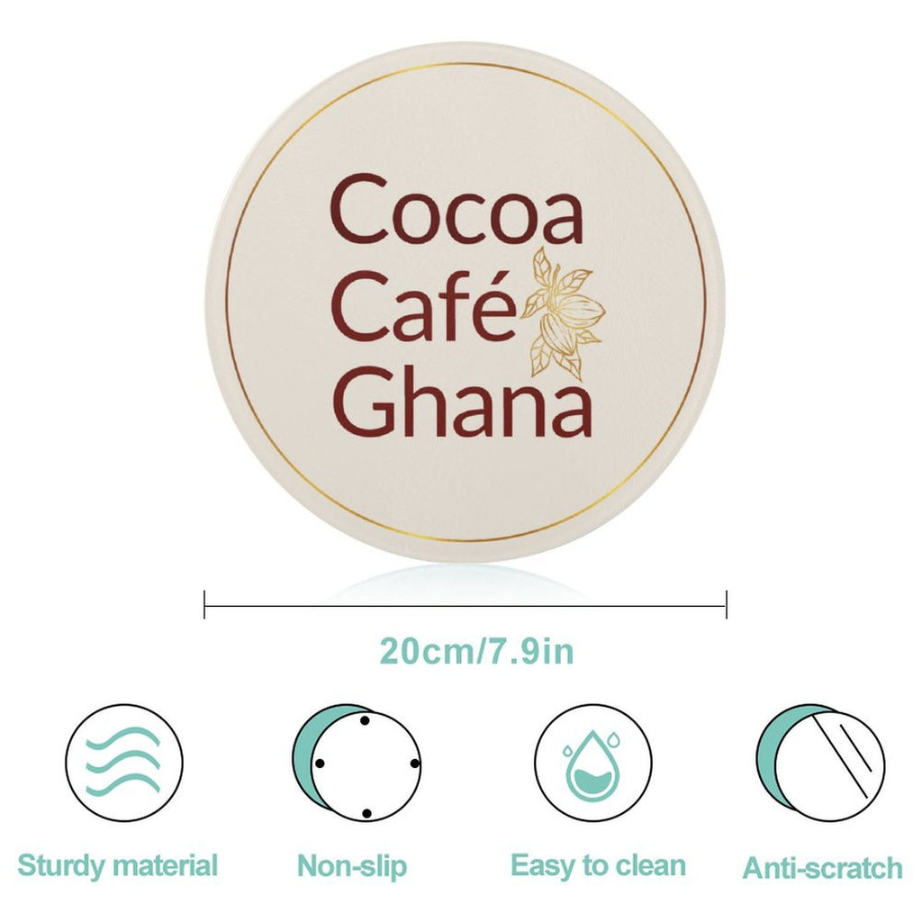 Cocoa Cafe Signature Collection – Tempered Glass Round Chopping Board | 20 cm, UV Print, Scratch-Resistant, Portable