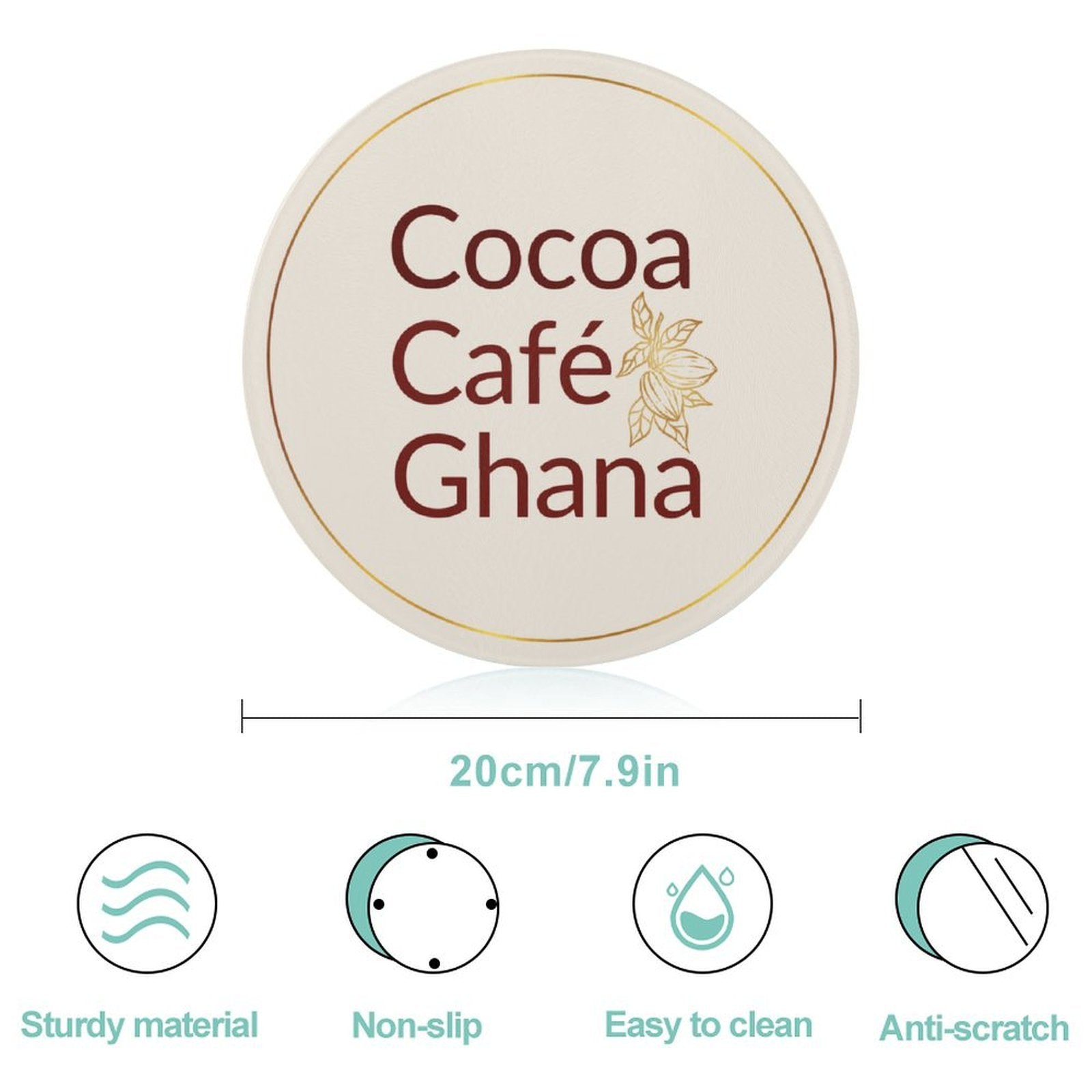 Cocoa Cafe Signature Collection – Tempered Glass Round Chopping Board | 20 cm, UV Print, Scratch-Resistant, Portable