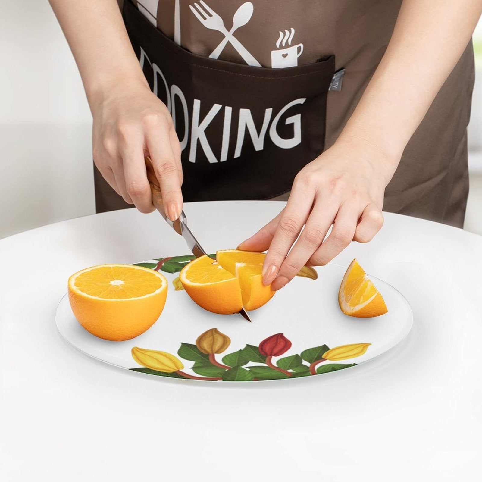 Nsoko Round Chopping Block – Tempered Glass, 20 cm | UV Print, Scratch-Resistant, Hygienic & Portable