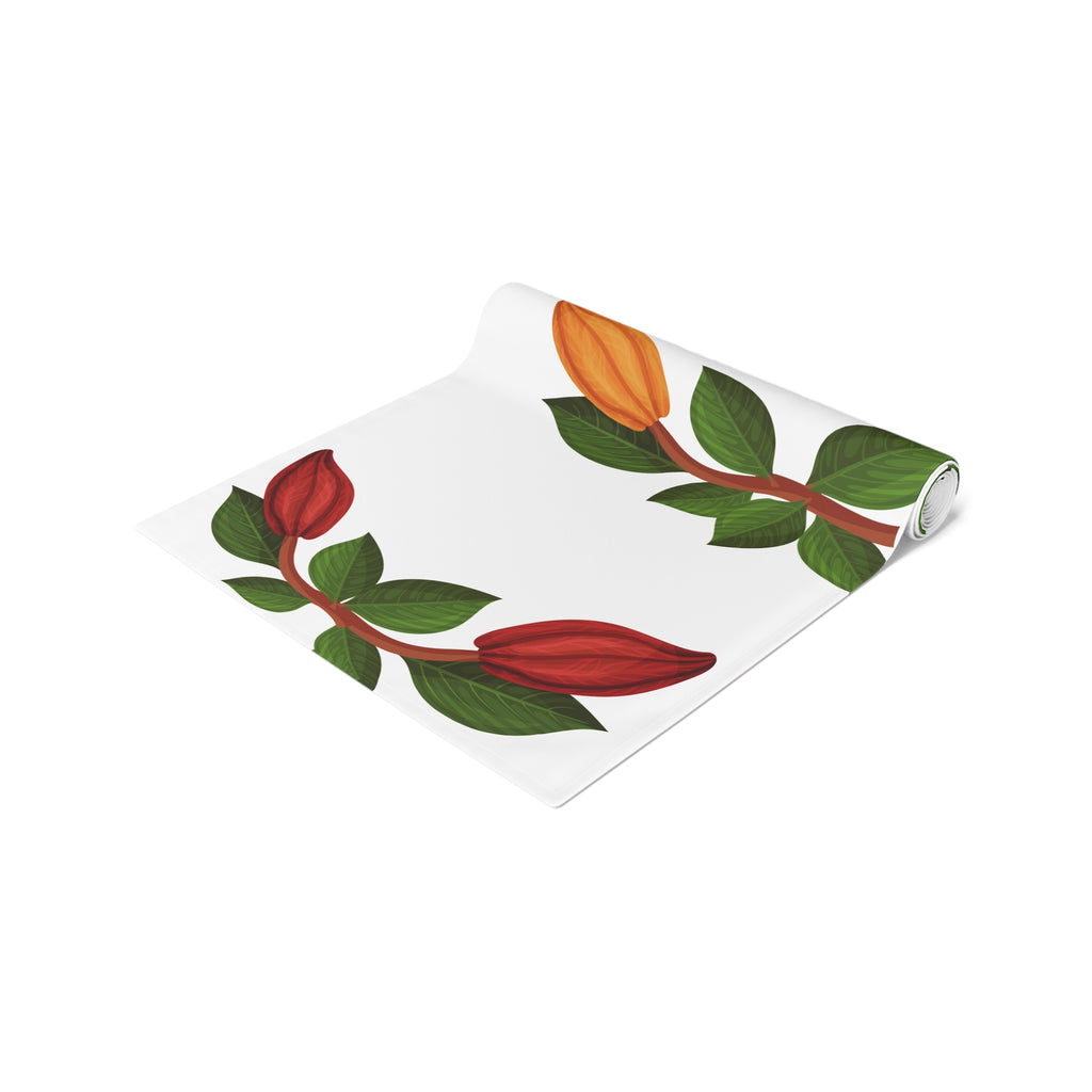 Nsoko Table Runner – Botanical Seed Pod Vine | 16"x72" or 16"x90" | Cotton Twill or Polyester | Hemmed Edges
