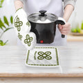 Bese Saka Oven Mitts & Pot Holder Set – 100% Polyester, Heat-Resistant, Built-in Loop, Regular Size (Abundance Symbol)